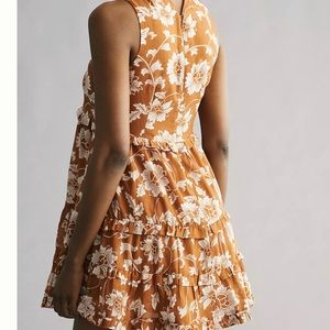 Printed Halter Mini Dress- BROWN MOTIF